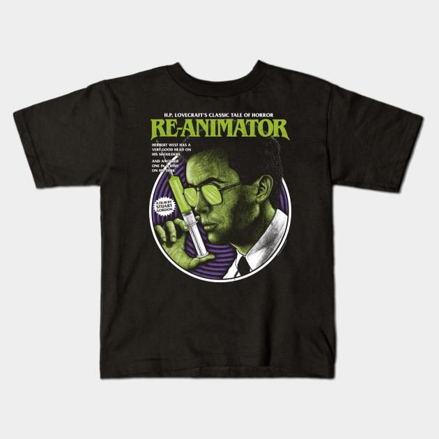 Reanimator, Herbert west, Lovecraft Kids T-Shirt by PeligroGraphics